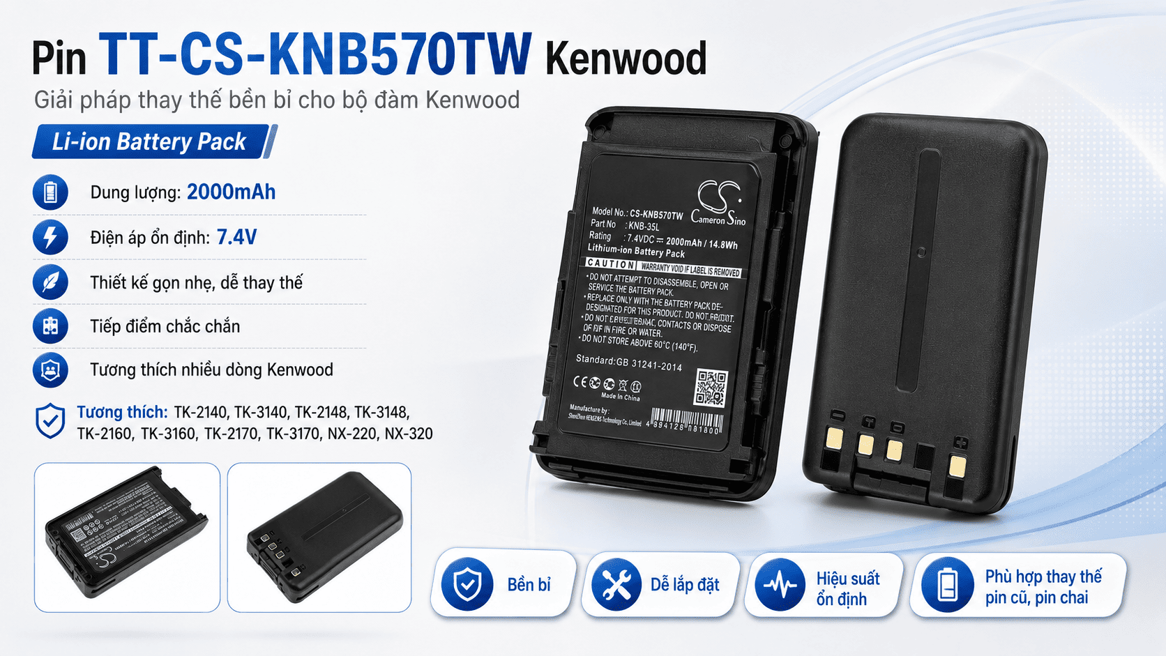 Pin TT-CS-KNB570TW Kenwood