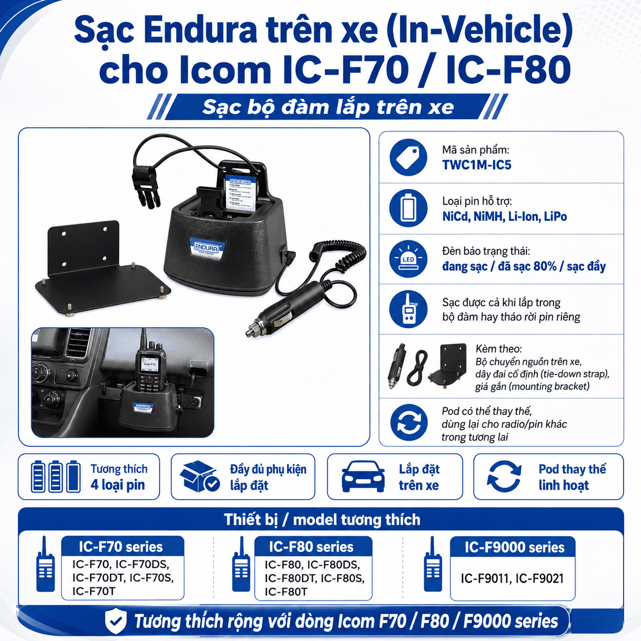 Bộ sạc Icom IC-F70 TWC1M-IC5