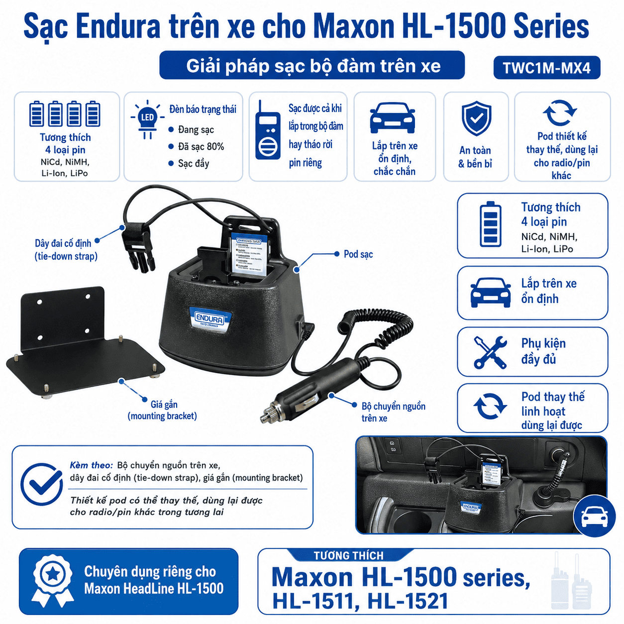Bộ sạc Maxon HL-1500 TWC1M-MX4