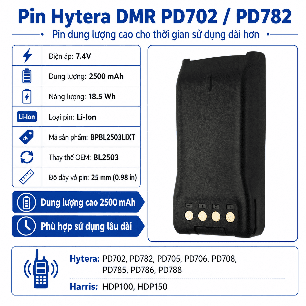 Hytera PD702 BPBL2503LIXT