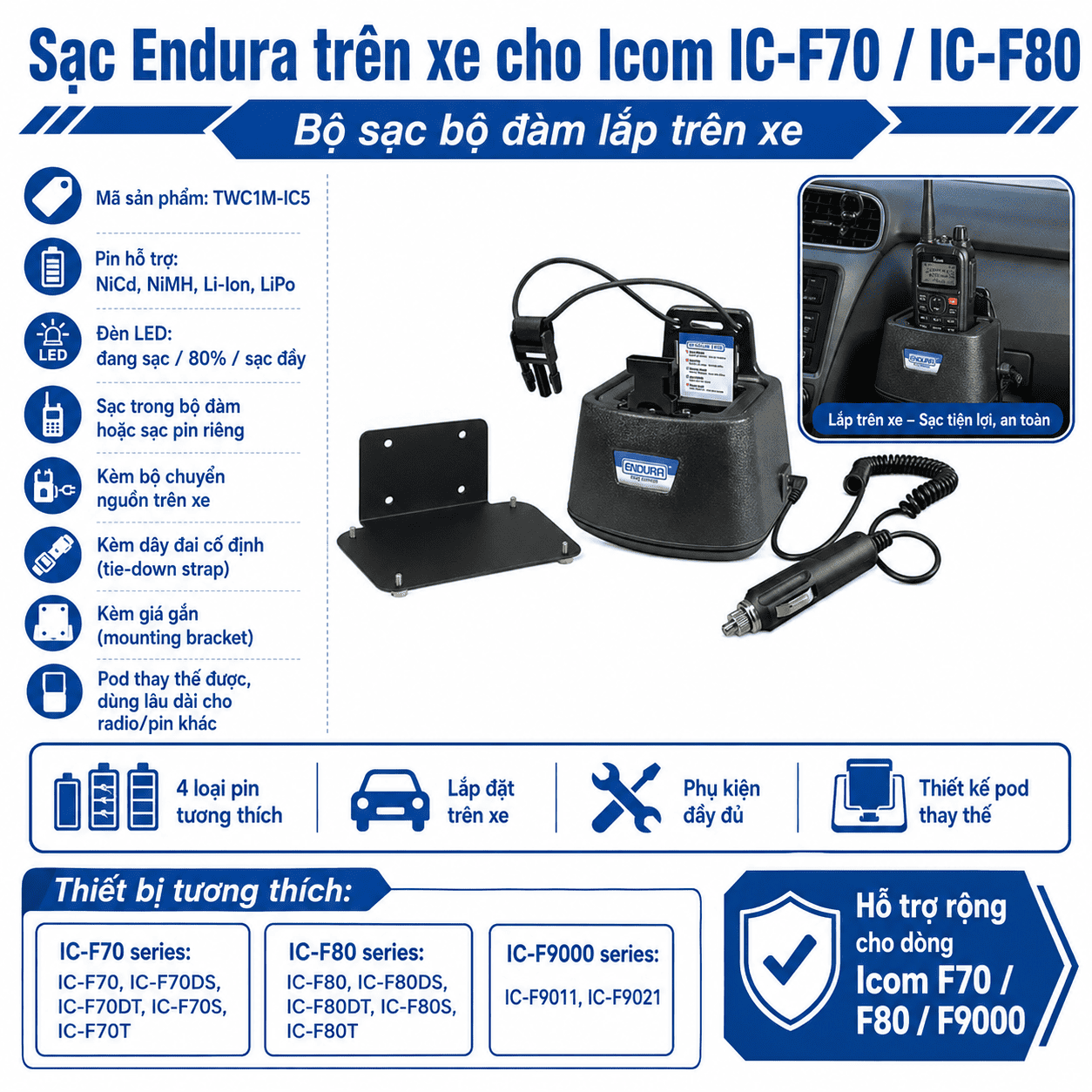 Bộ sạc Icom IC-F70 TWC1M-IC5