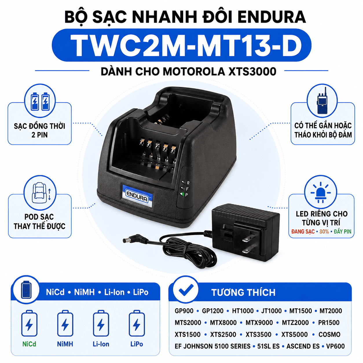 Bộ sạc kép TWC2M-MT13-D