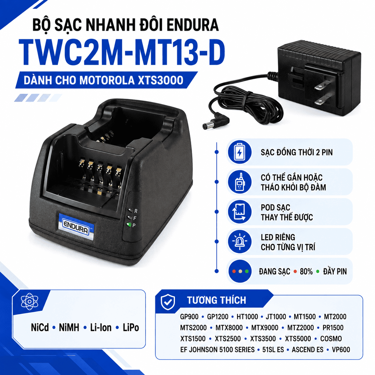 Bộ sạc kép TWC2M-MT13-D