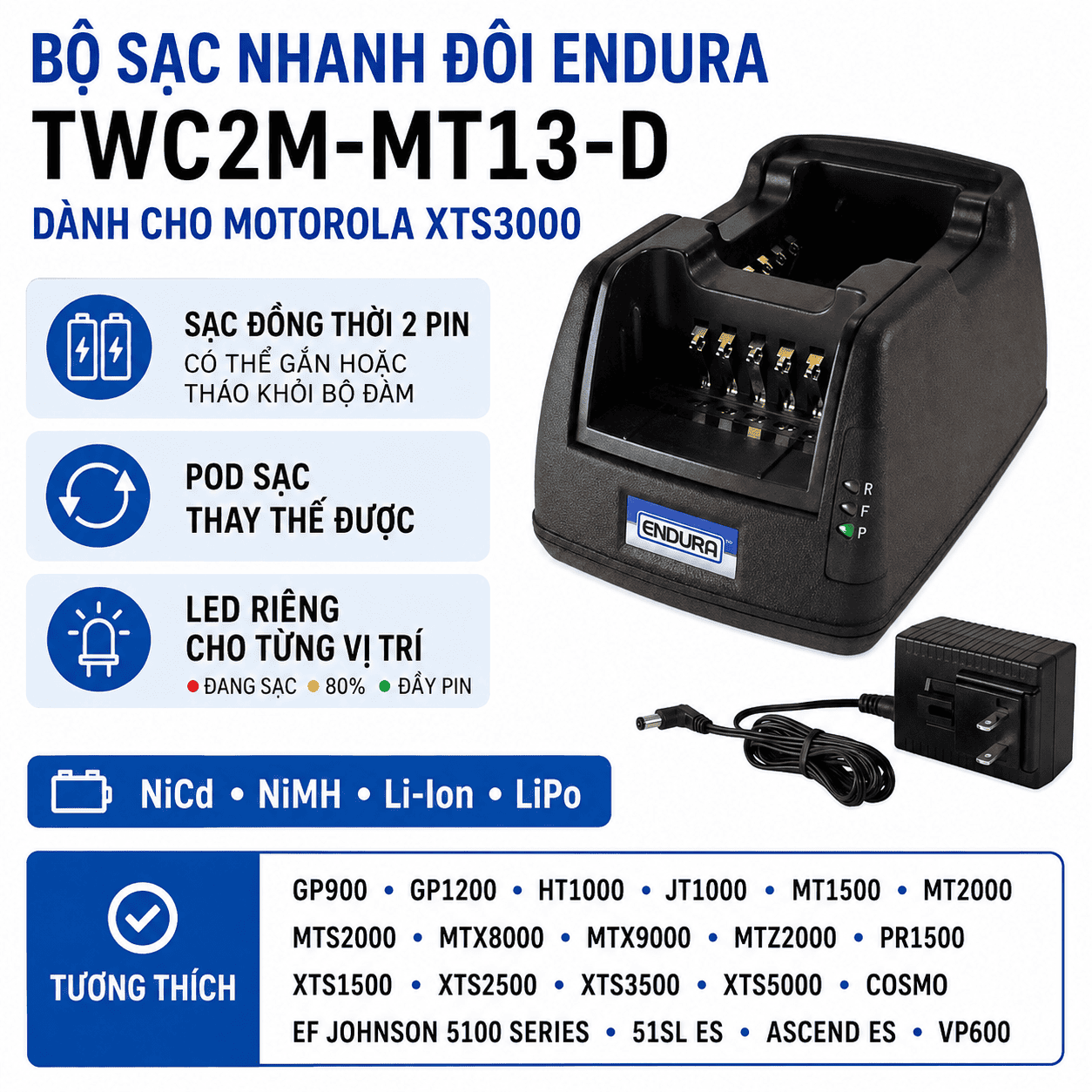 Bộ sạc kép TWC2M-MT13-D
