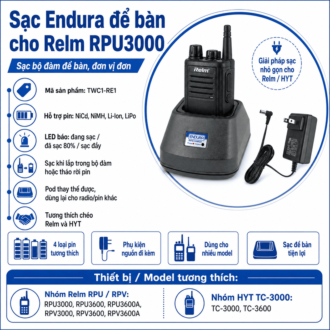 Bộ sạc RELM RPU3000 TWC1-RE1