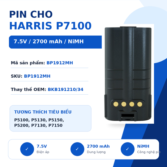 Pin bộ đàm Harris P7100 BP1912MH