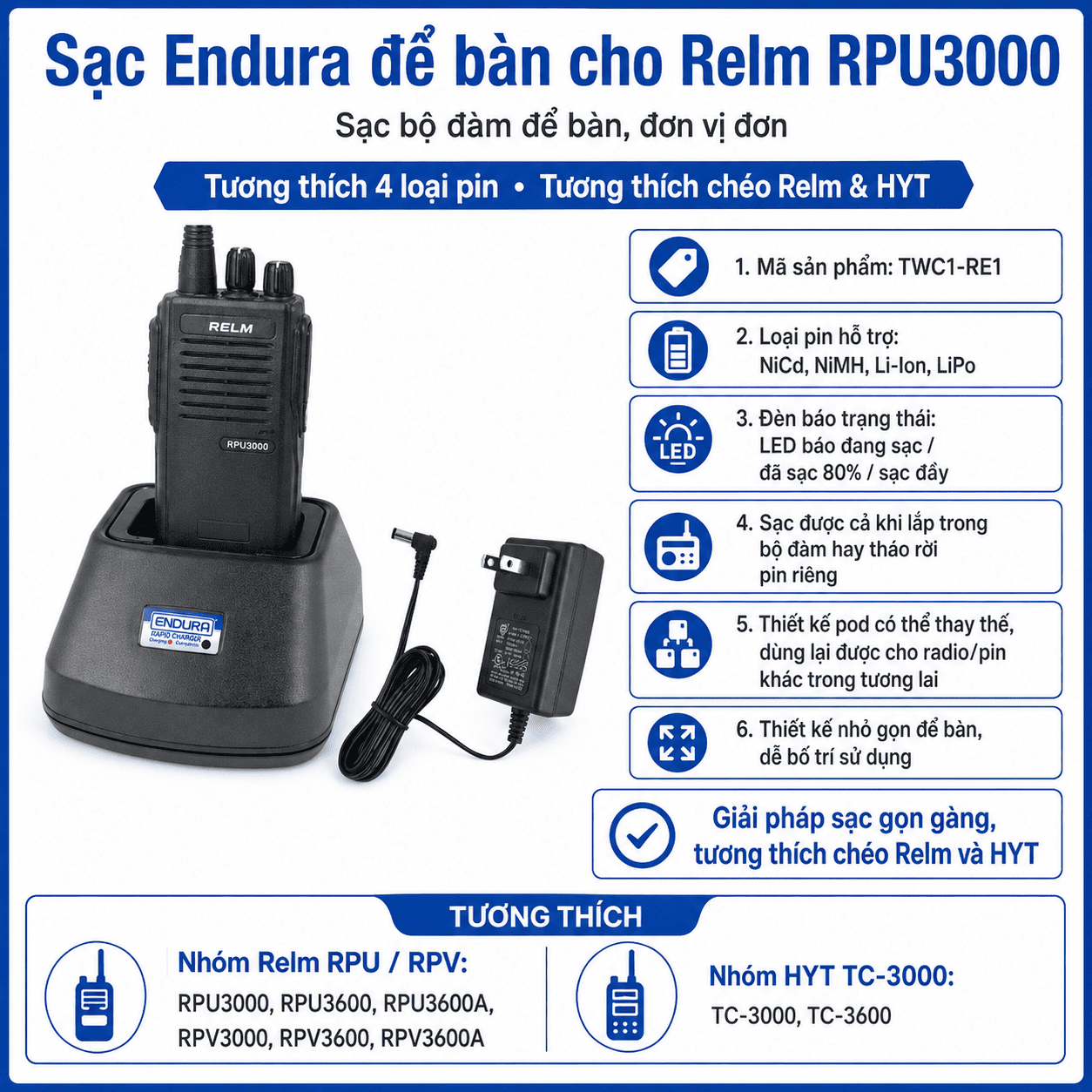 Bộ sạc RELM RPU3000 TWC1-RE1