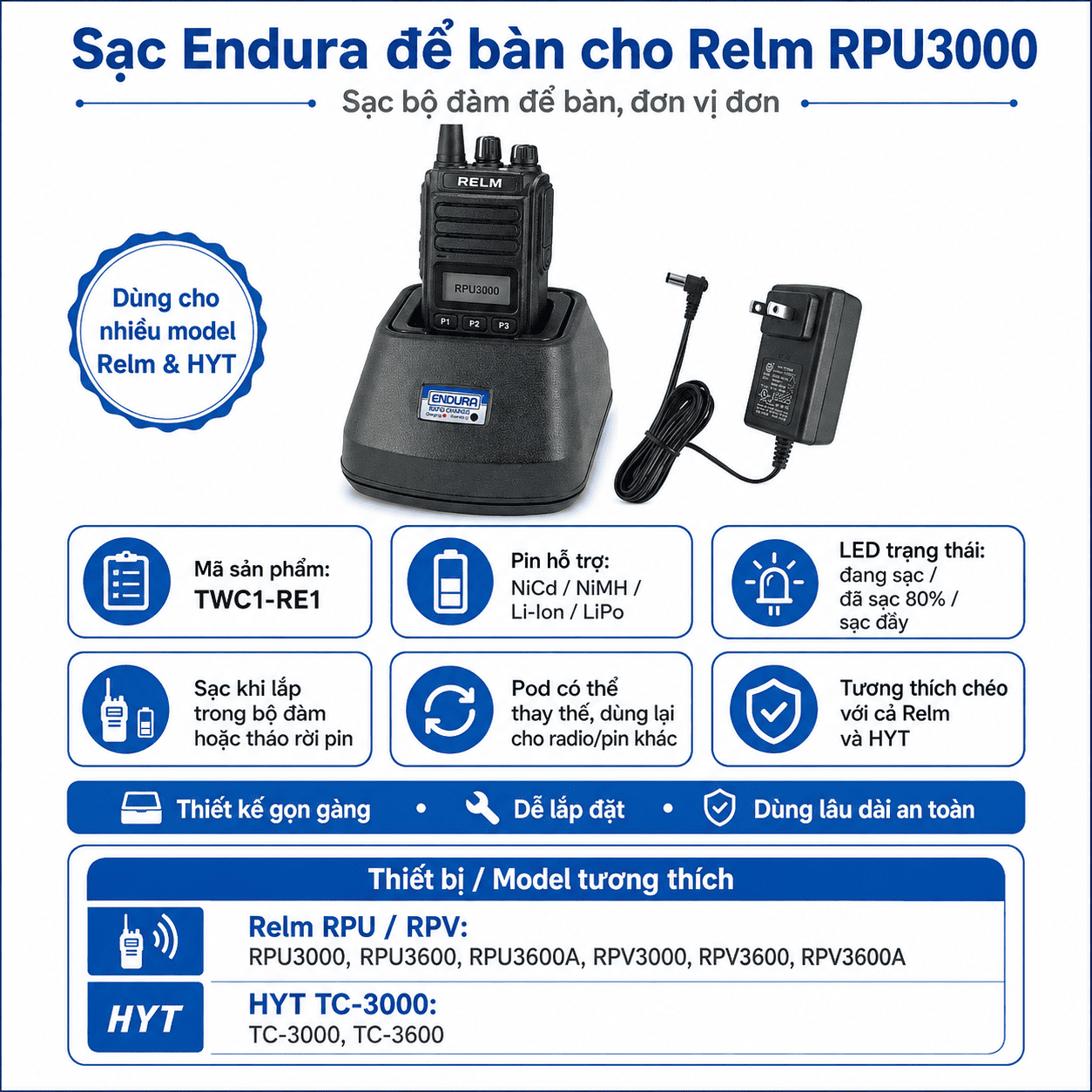 Bộ sạc RELM RPU3000 TWC1-RE1